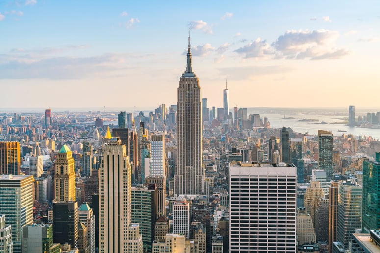 new york ,usa. 8-24-17: new york skyline in the evening.